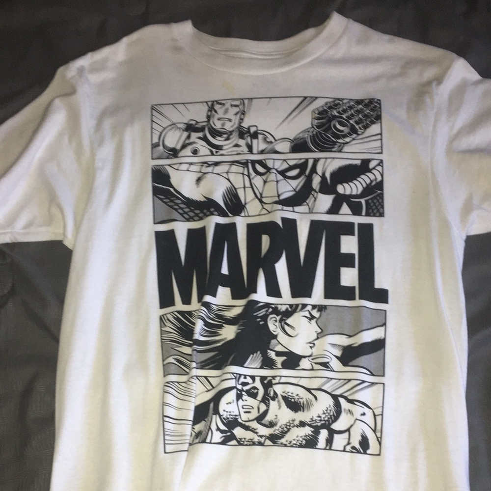 White Marvel Comic T Shirt